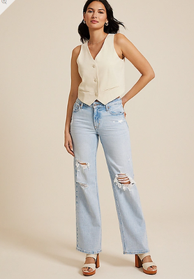NWT Maurices Edgely™ High Rise Ripped Wide Leg Jean