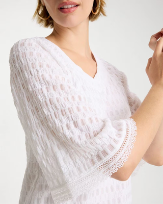NWT Chico's Crinkle Lace Knit Raglan Tee