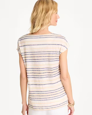 NWT Chico's Striped Linen Dolman Tee