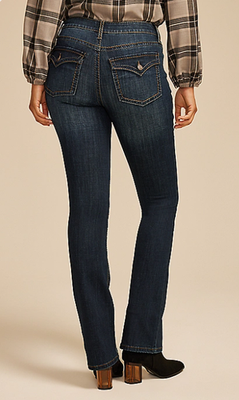NWT Maurices Dark Crosshatch Mid Rise Thick Stitch Bootcut Jean - Bestdeal999