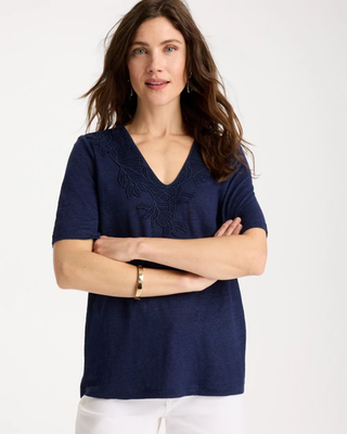 NWT Chico's Flora Lace V-Neck Tee