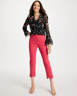 NWT Chico's Embroidered Brigitte™ Slim Crop Pant