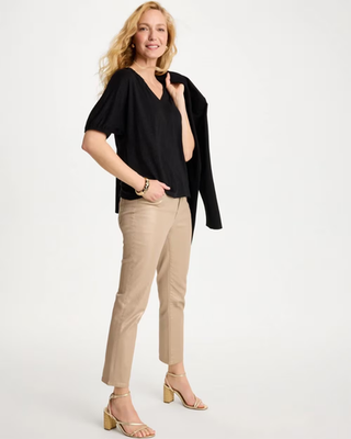 NWT Chico's Linen Ruched V-Neck Tee
