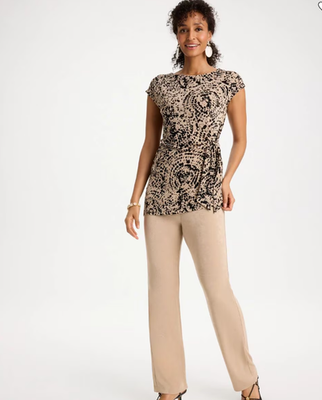 NWT Chico's Travelers™ Side-Tie Spotted Print Top