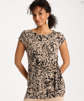 NWT Chico's Travelers™ Side-Tie Spotted Print Top